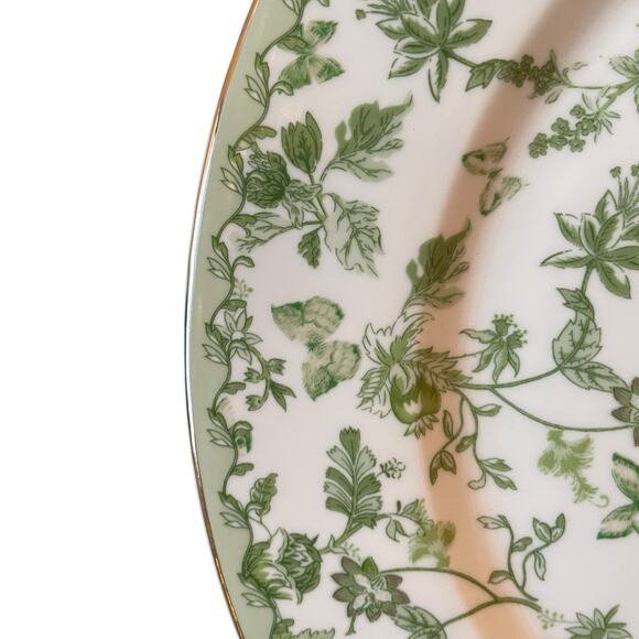 Grace Teaware Porcelain Dinner Plates 10.5" Green & White Floral Set of 4 New - Picture 12 of 13